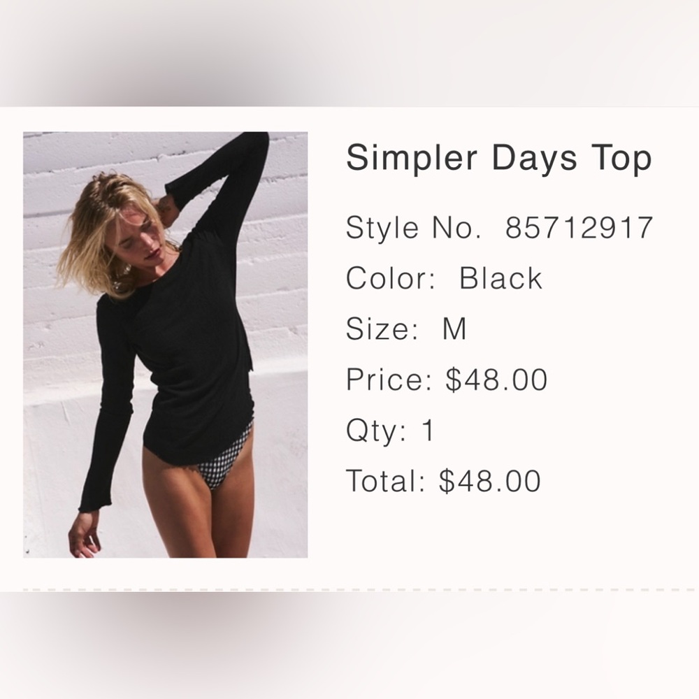 Free People Simpler Days Top, Black
